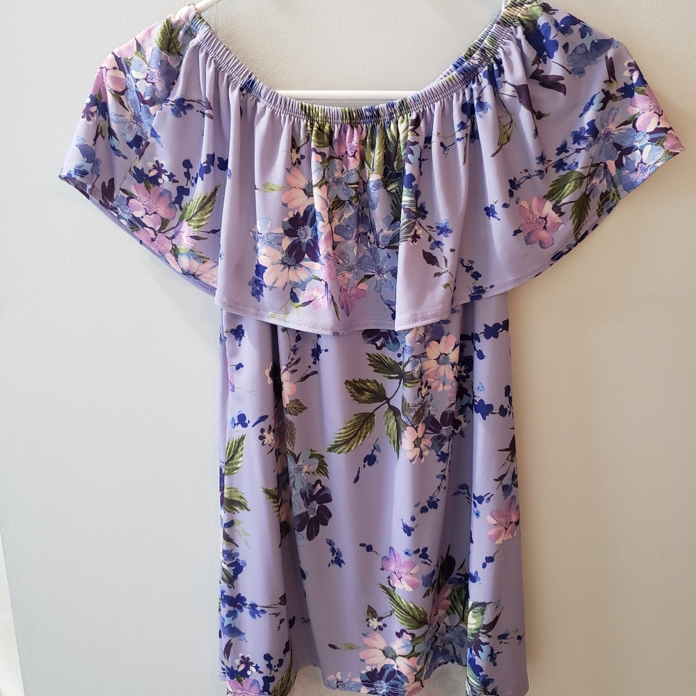 Off the shoulder purple floral top